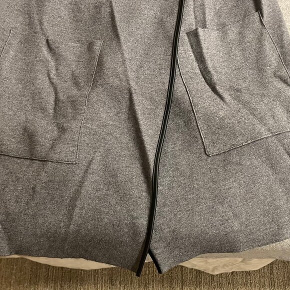Zara Knit Marble Cardigan Coat Faux Leather Trim - Picture 10 of 12